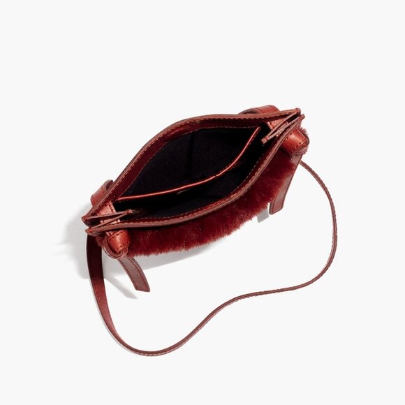 Madewell The Knot Crossbody Bag in Faux Fur and cherry red burgundy leather - Picture 6 of 6